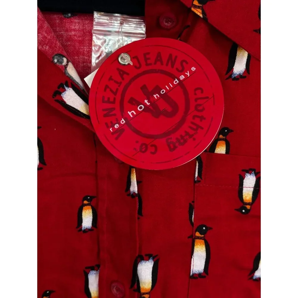 Venezia Jeans Night Shirt Pajamas Top Red Penguin Christmas Holidays 18 20 NWT - Picture 4 of 9